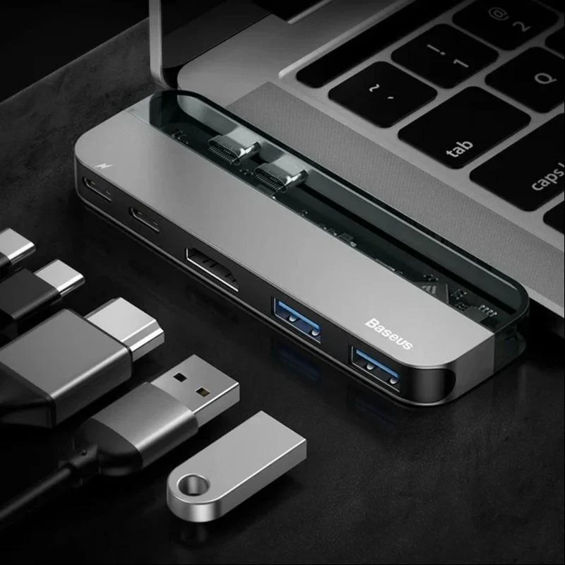 Baseus ® Dual Type-C Multifunctional Transparent Adapter - Image 2