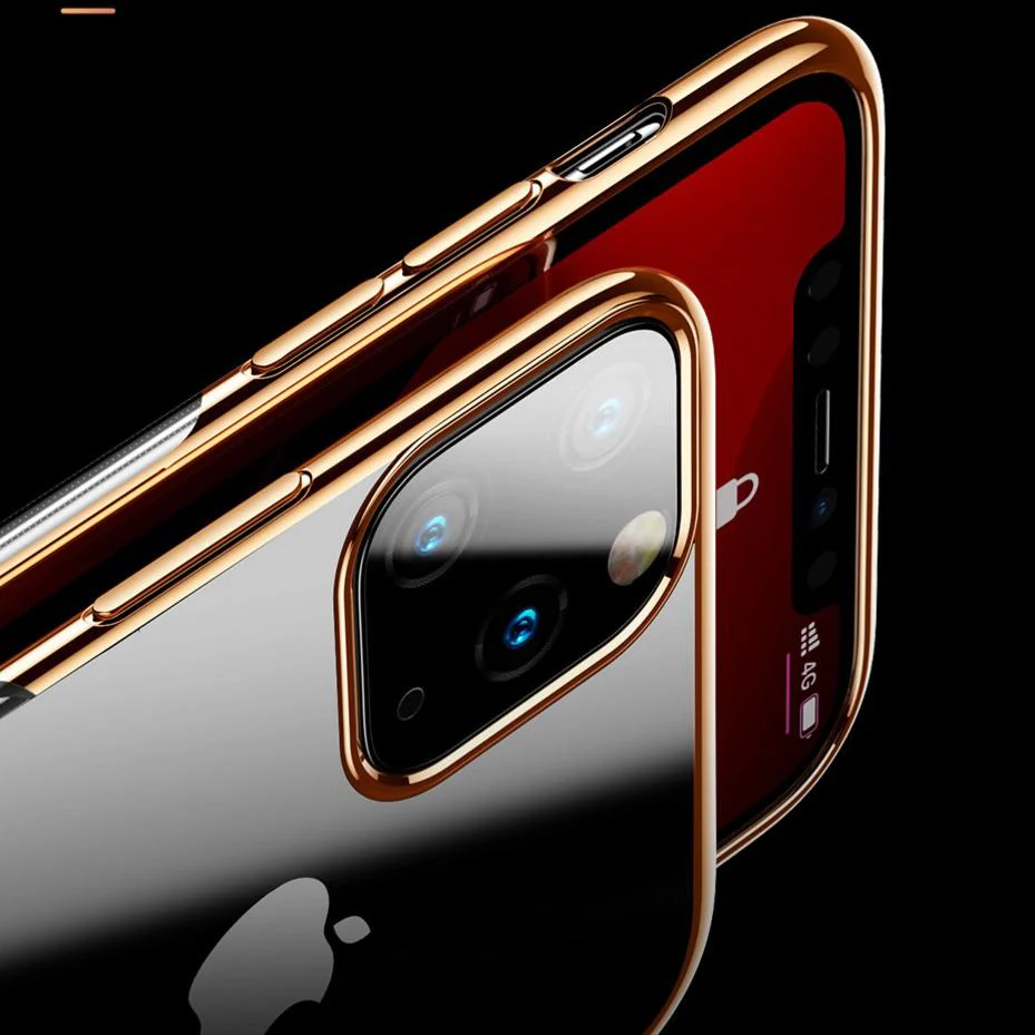 MK ® iPhone 11 Pro Max Baseus Ultra-Thin Clear Sparkling Edge Case - Image 8