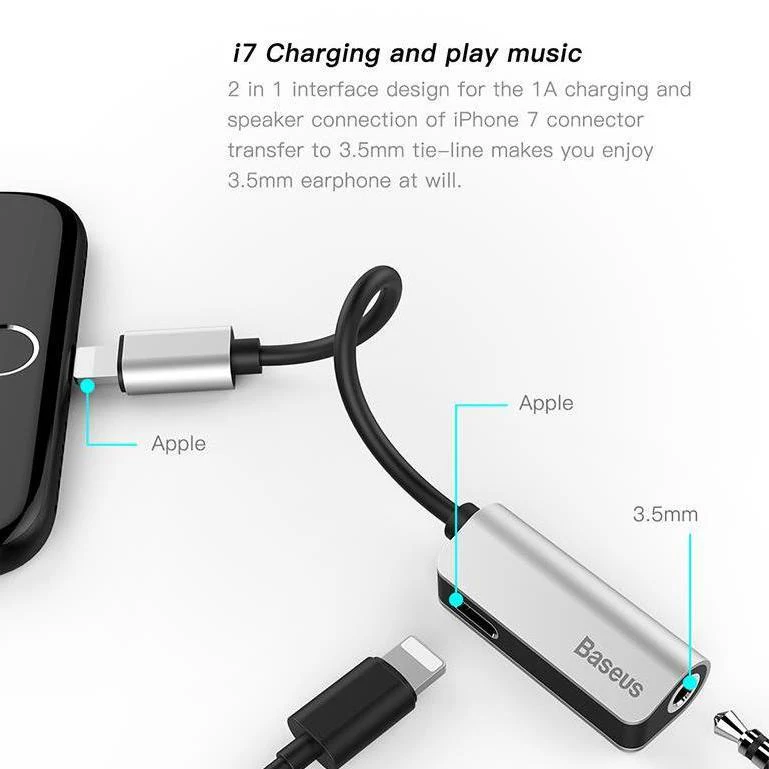 Baseus iPhone Cable Splitter For Music & Charging - Image 5
