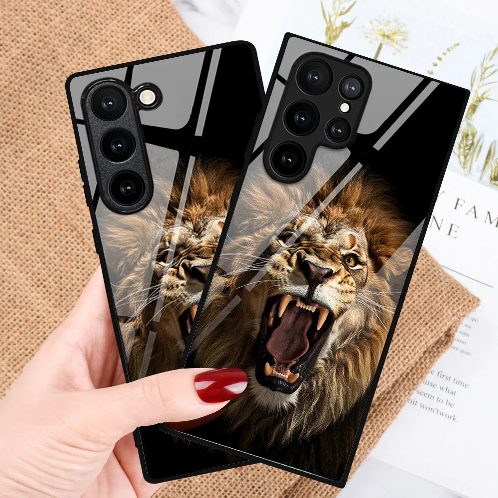 Crystal Premium Lion Pattern Glass Case - Samsung - Image 3