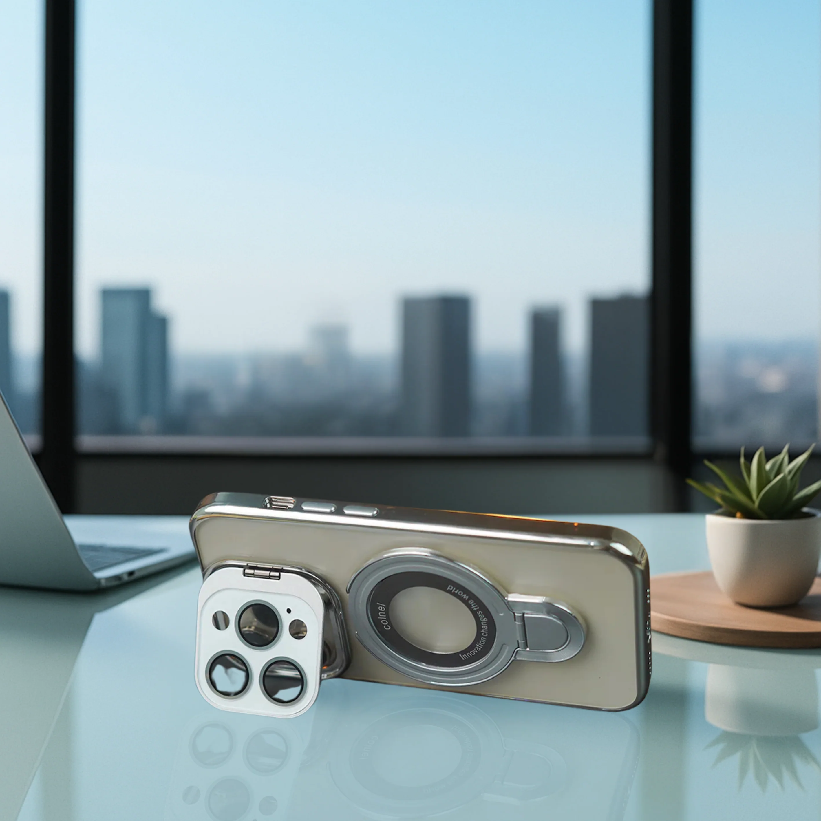 Crystal Ring Grip Lens Bracket Case - iPhone - Image 2
