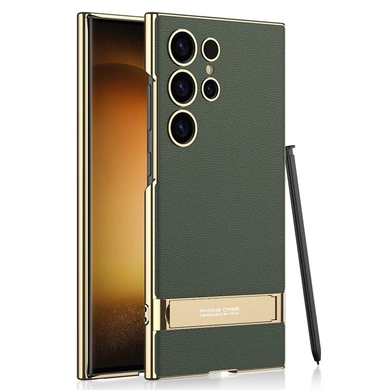 Electroplated Plain Leather Triumph Stand Case - Samsung - Image 4