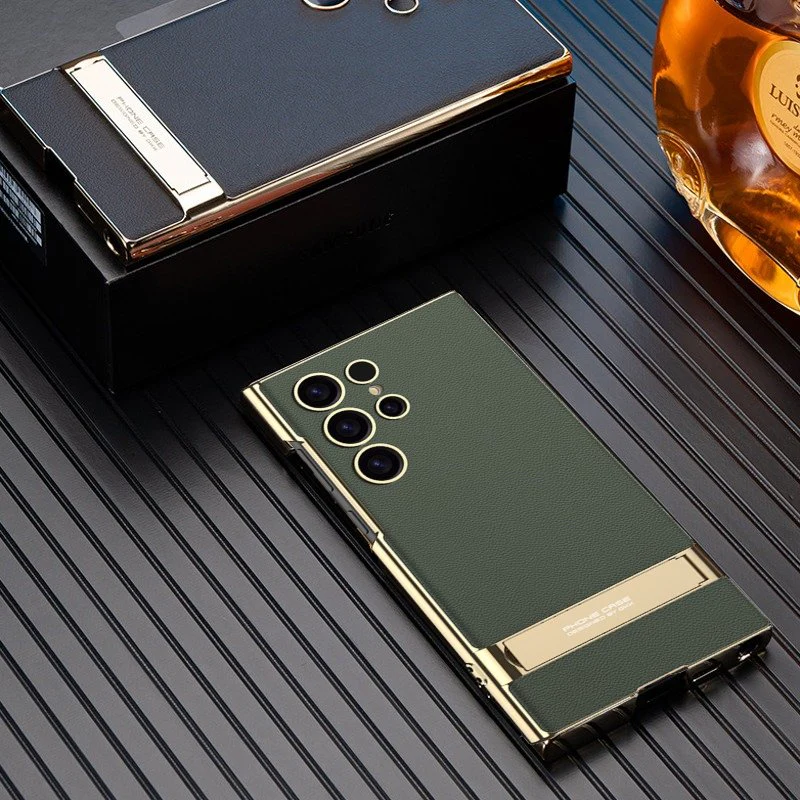 Electroplated Plain Leather Triumph Stand Case - Samsung - Image 5