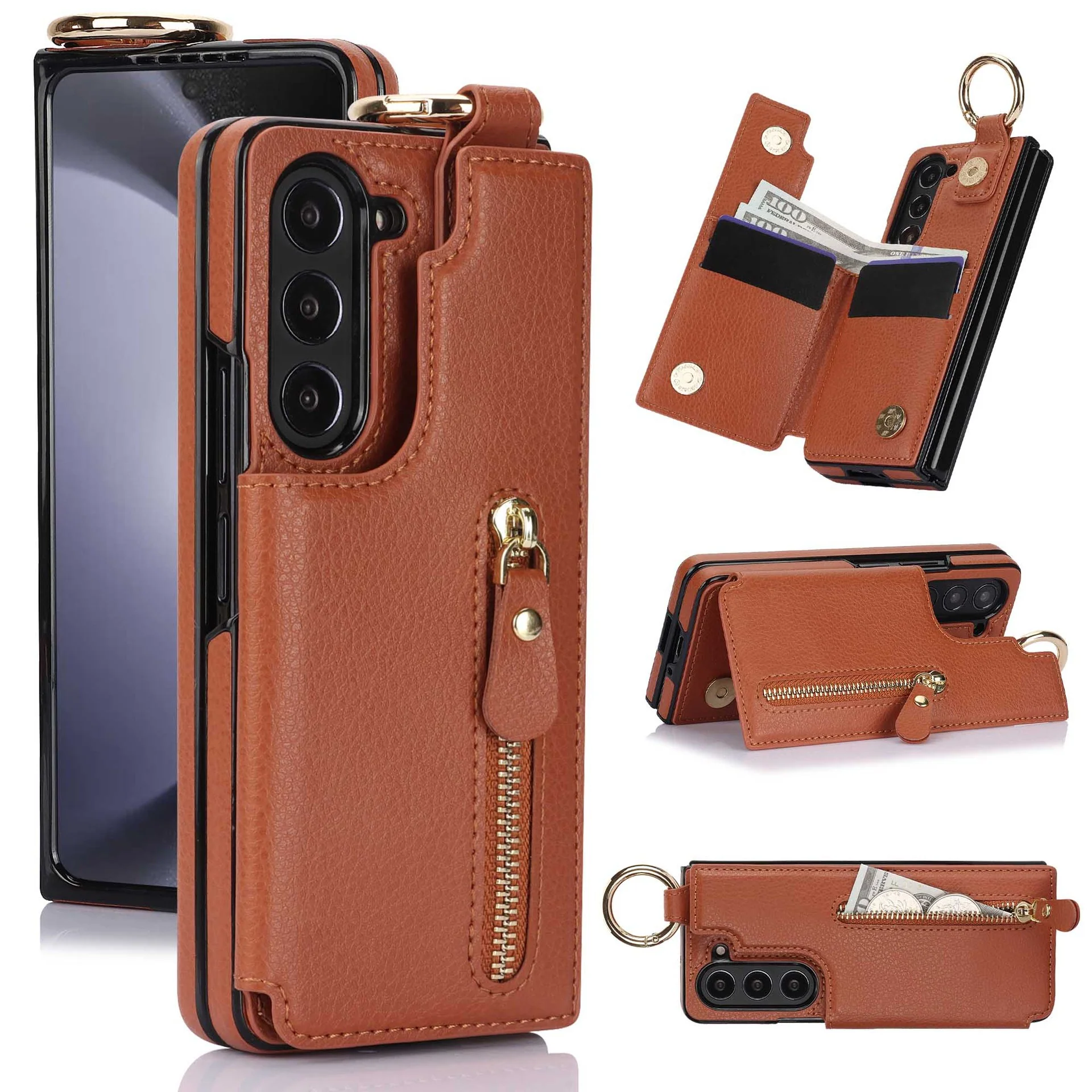 Elegant Ring Buckle Leather Wallet Case - Samsung - Image 2