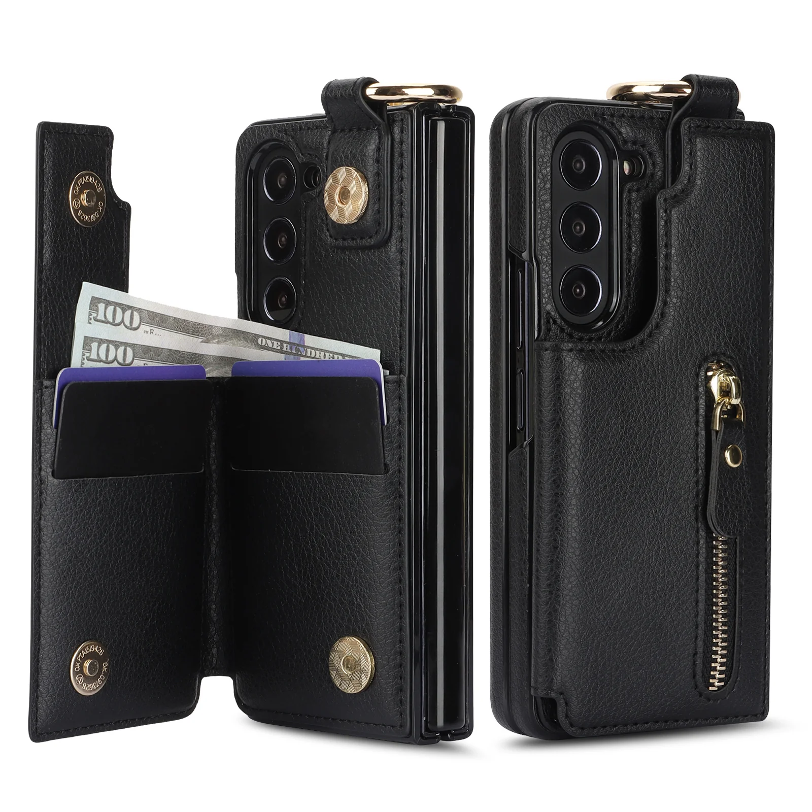Elegant Ring Buckle Leather Wallet Case - Samsung - Image 3