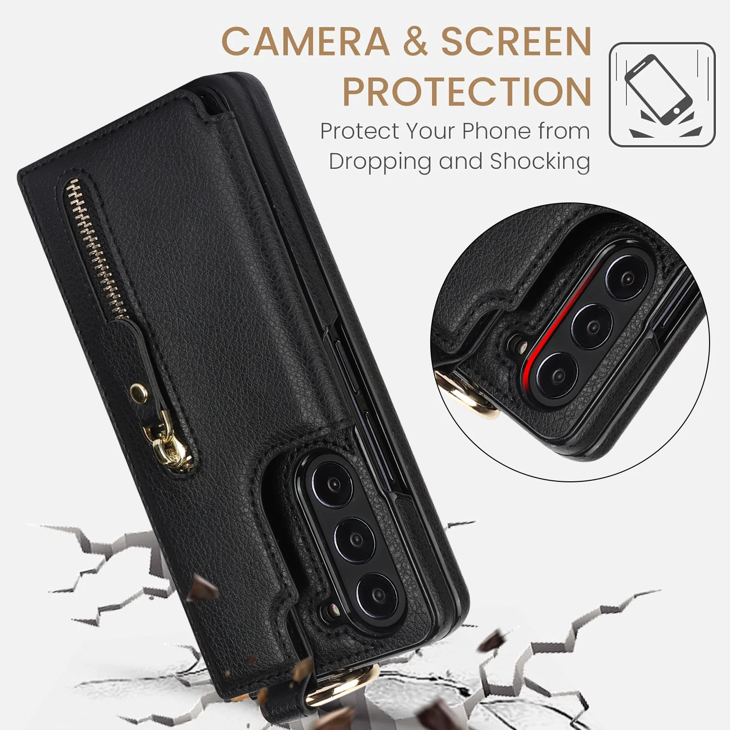 Elegant Ring Buckle Leather Wallet Case - Samsung - Image 4