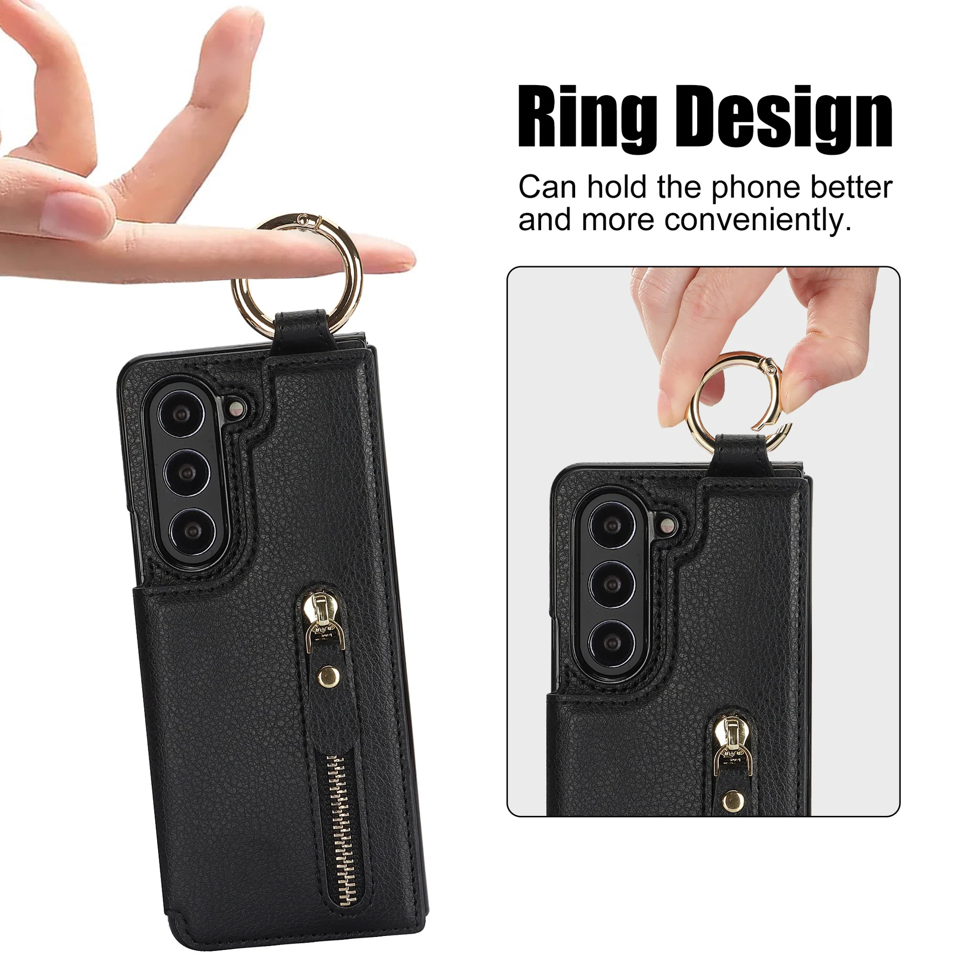 Elegant Ring Buckle Leather Wallet Case - Samsung - Image 7