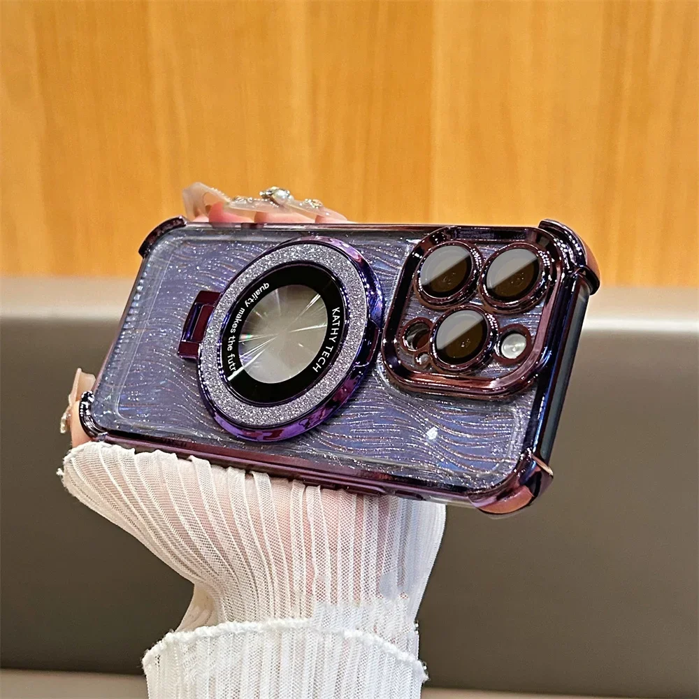 Elegant Water Ripple Glitter Stand Case - iPhone - Image 3