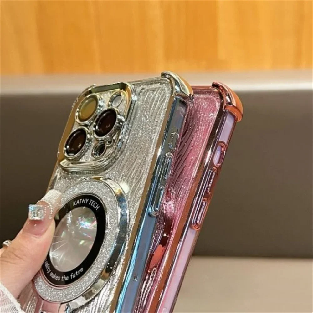 Elegant Water Ripple Glitter Stand Case - iPhone - Image 4
