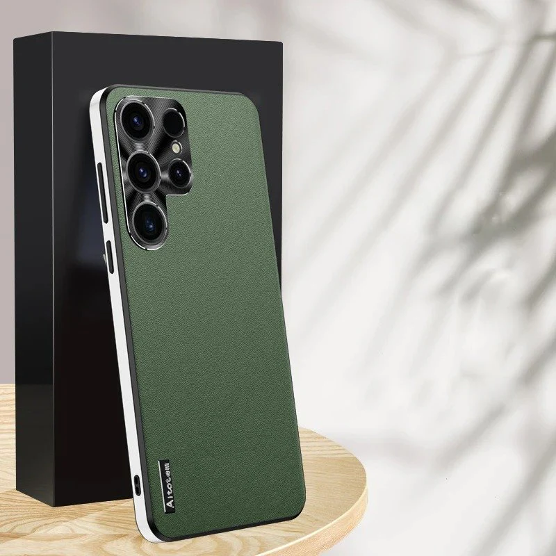 Luxury Ultra-Thin Leather Metal Lens Case - Samsung - Image 2