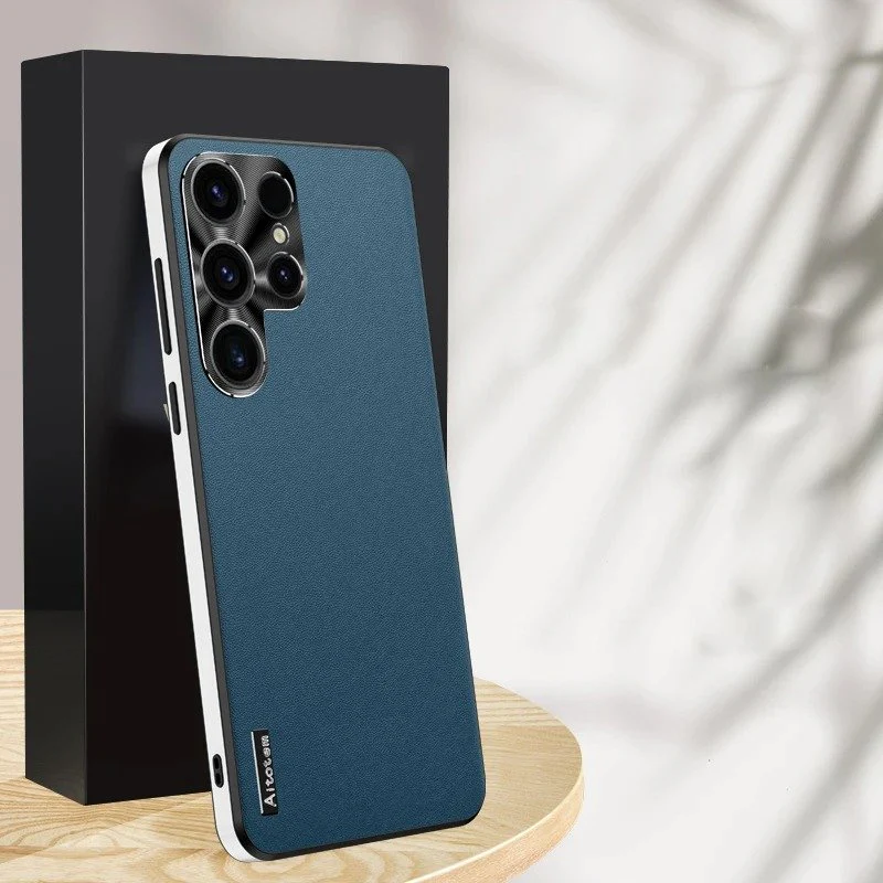 Luxury Ultra-Thin Leather Metal Lens Case - Samsung - Image 3