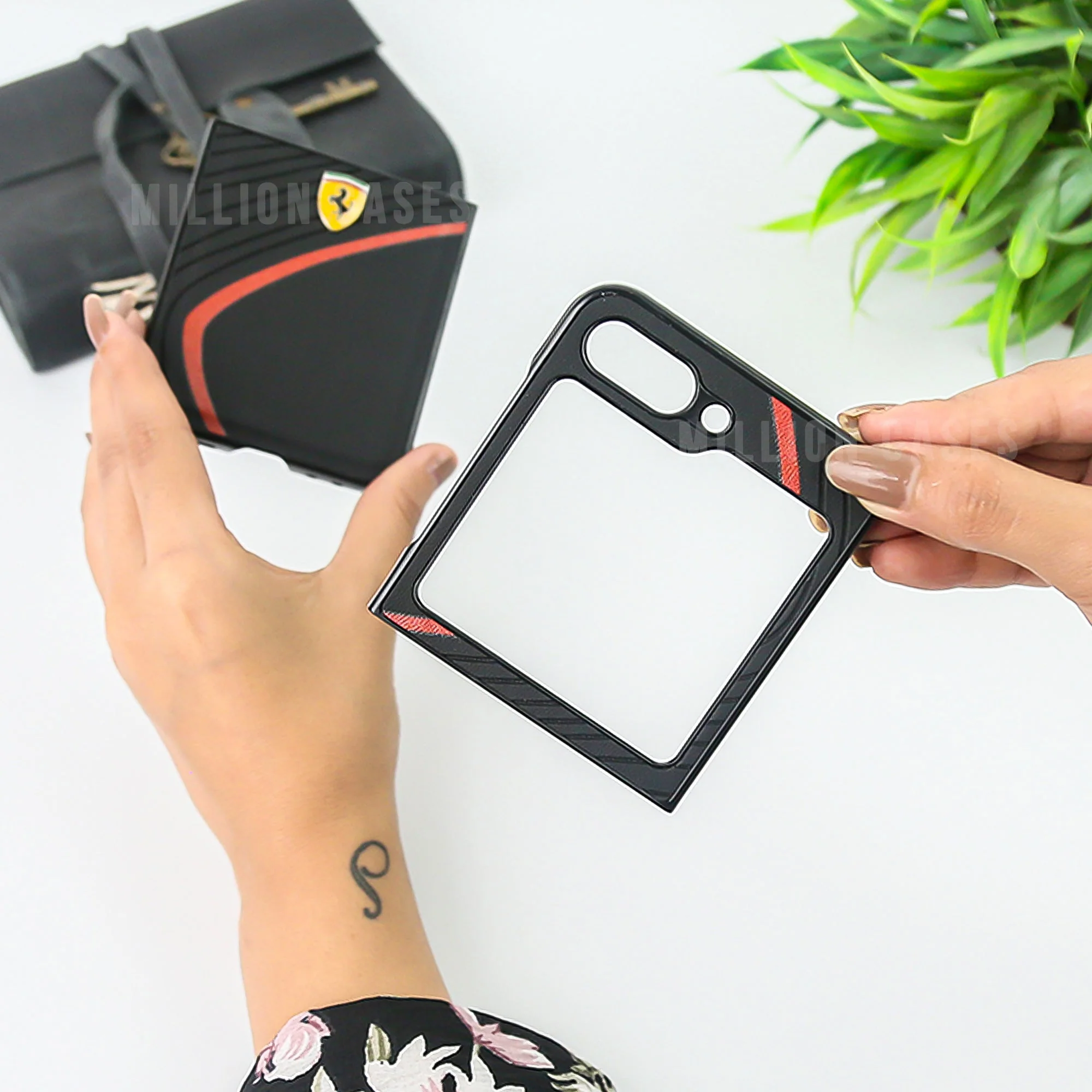 Ferrari® Galaxy Z Series Luxurious Quilted Supercar Case - Image 3