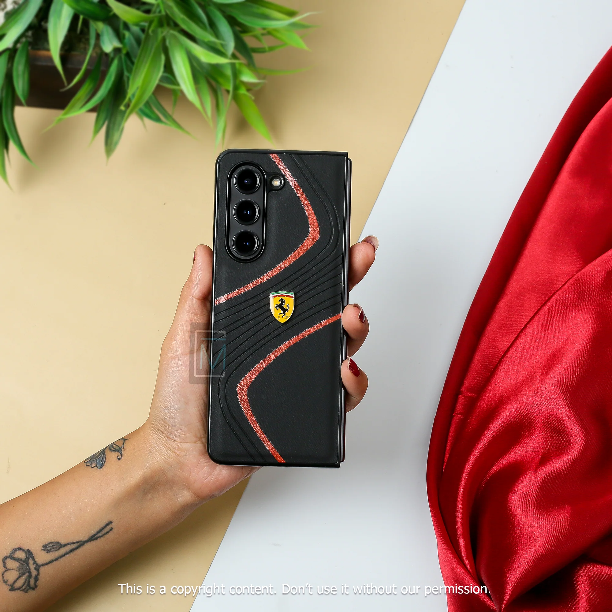 Ferrari® Galaxy Z Fold5 Luxurious Quilted Supercar Case - Image 3