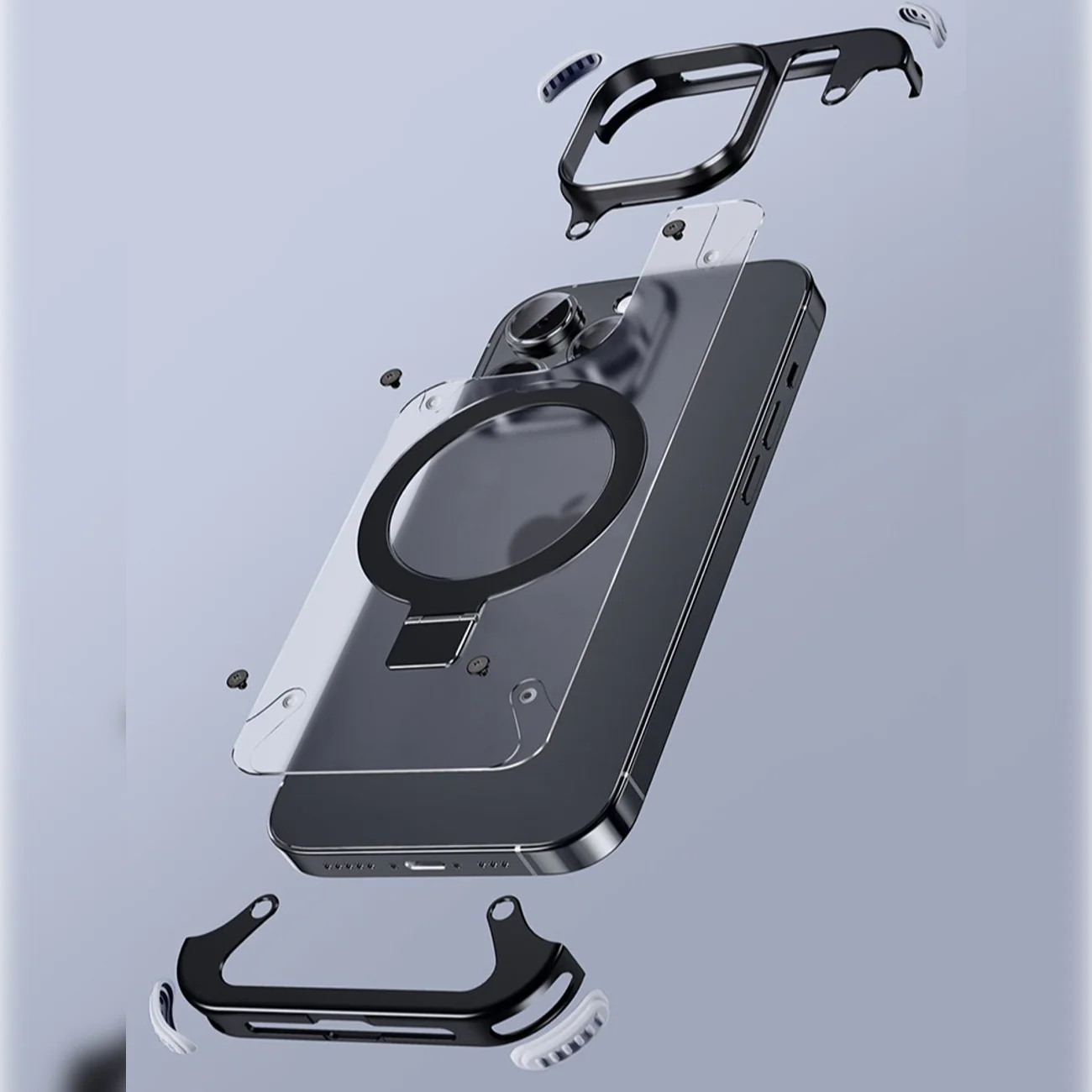 Frosted Anti-Fall Magsafe Ring Stand Case - iPhone - Image 7