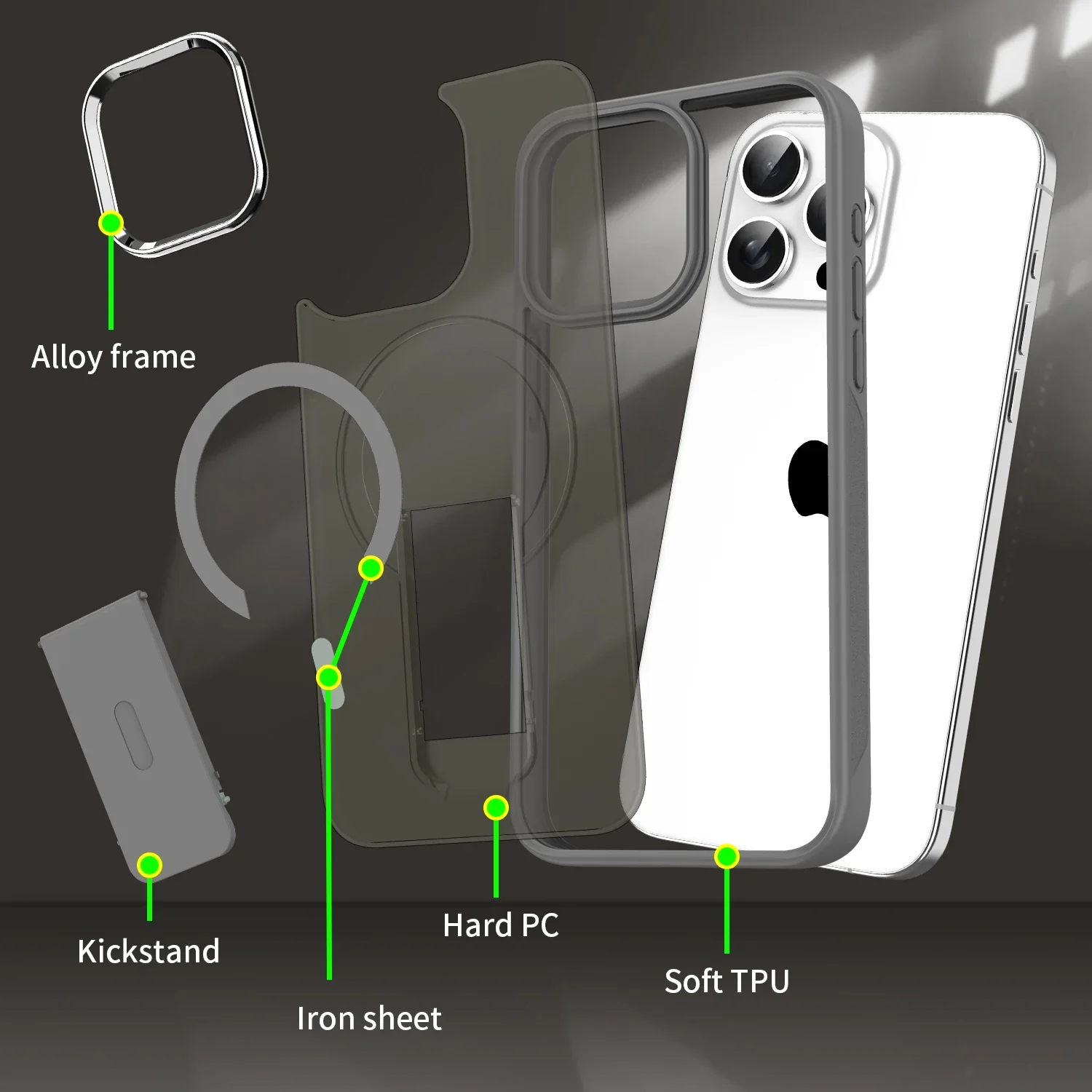 Frosted Elegance Kickstand Magnetic Case - iPhone - Image 3