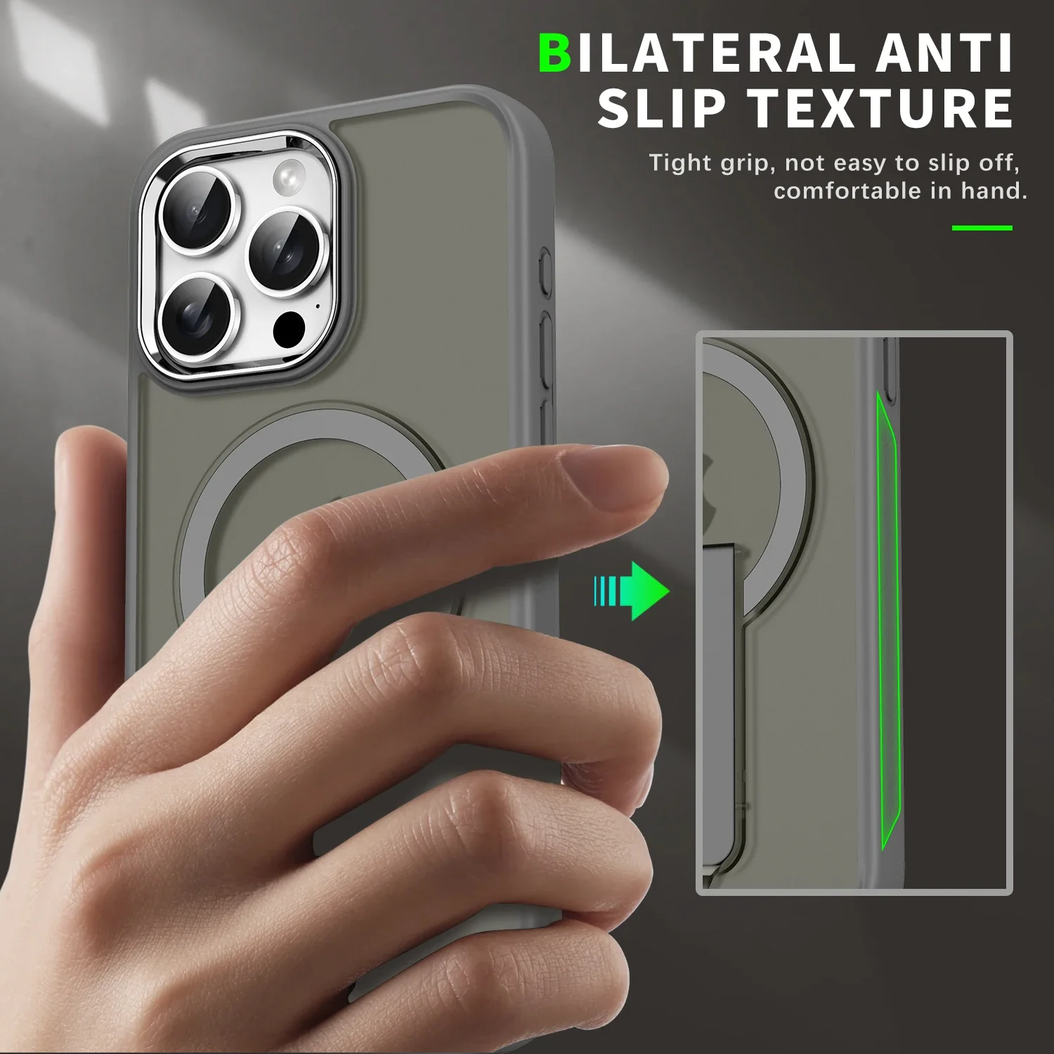 Frosted Elegance Kickstand Magnetic Case - iPhone - Image 5
