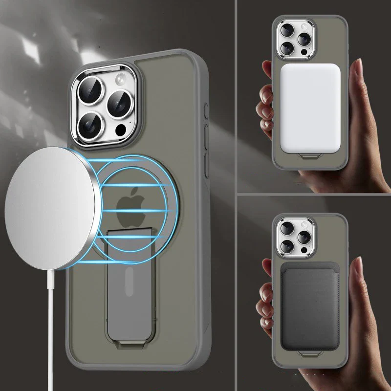 Frosted Elegance Kickstand Magnetic Case - iPhone - Image 6
