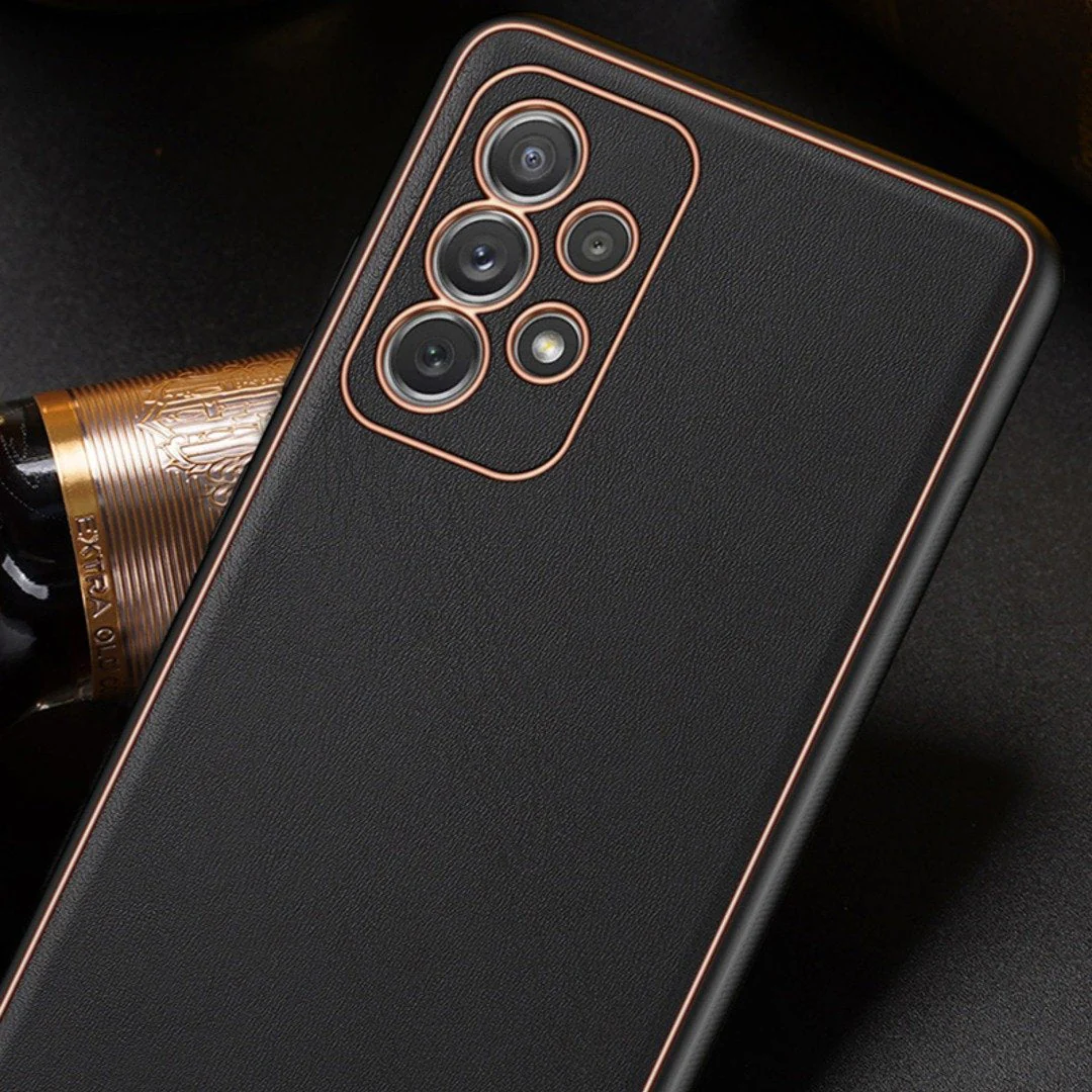 Galaxy A Series Leather Textured Gold Plated Case - Image 2