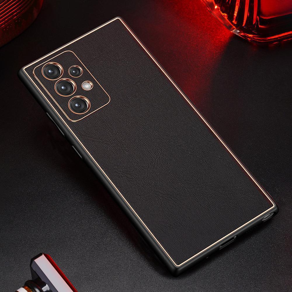 Galaxy A Series Leather Textured Gold Plated Case - Image 4