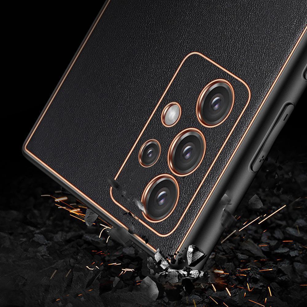 Galaxy A Series Leather Textured Gold Plated Case - Image 7