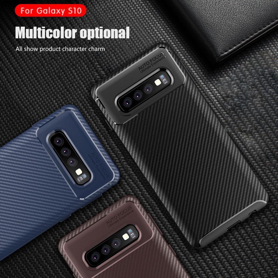 Galaxy S10 Plus Frosted Carbon Fiber Shockproof Soft Case - Image 10