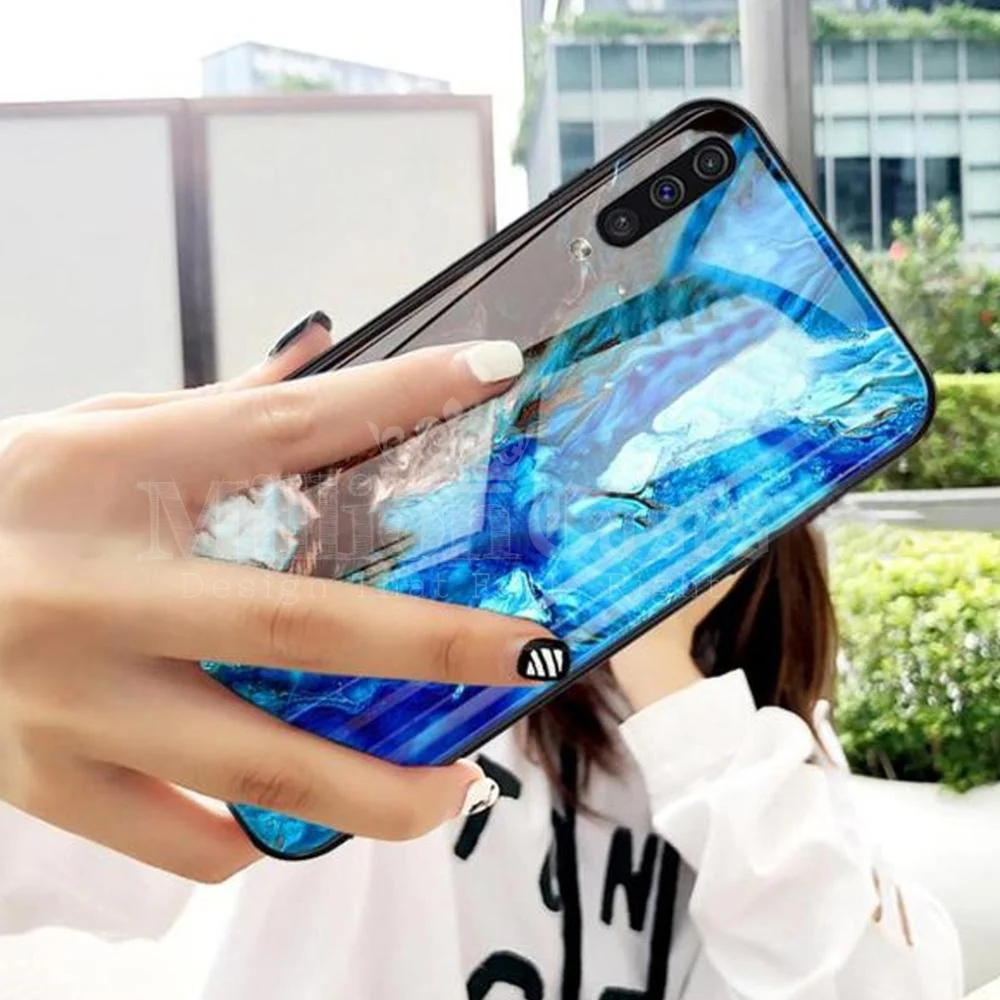 Galaxy A50 Soothing Sea Pattern Marble Glass Back Case - Image 3