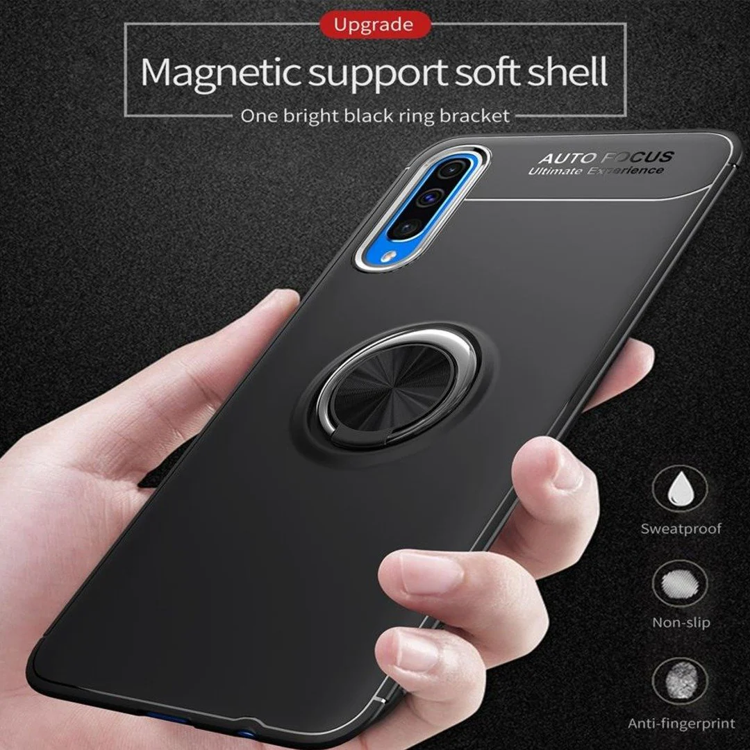 Galaxy A50s Metallic Finger Ring Holder Matte Case - Image 2