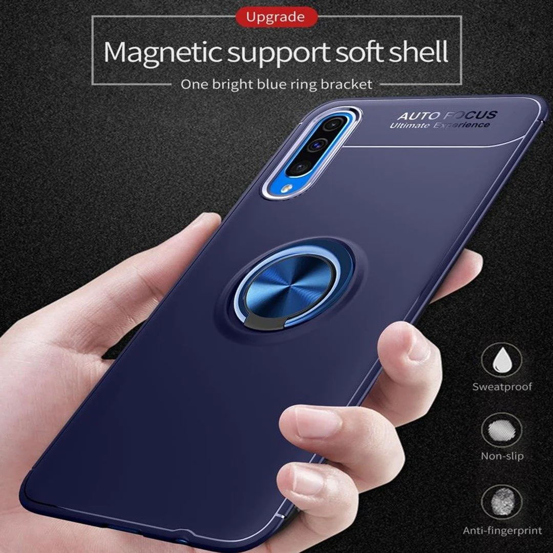 Galaxy A50s Metallic Finger Ring Holder Matte Case - Image 3