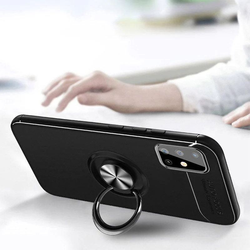 Galaxy A51 (3 in 1 Combo) Metallic Ring Case + Tempered Glass + Earphones - Image 5
