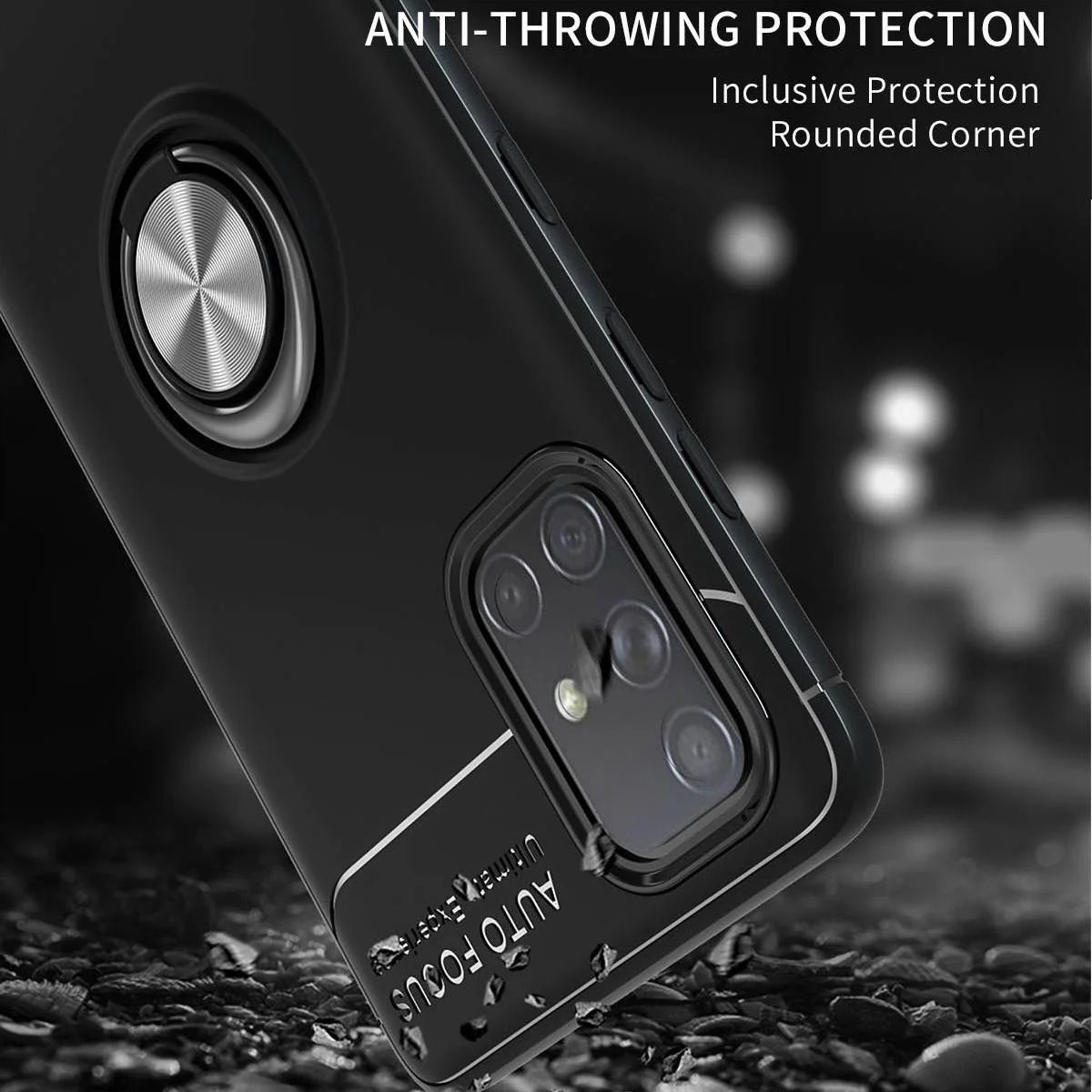 Galaxy A51 (3 in 1 Combo) Metallic Ring Case + Tempered Glass + Earphones - Image 8