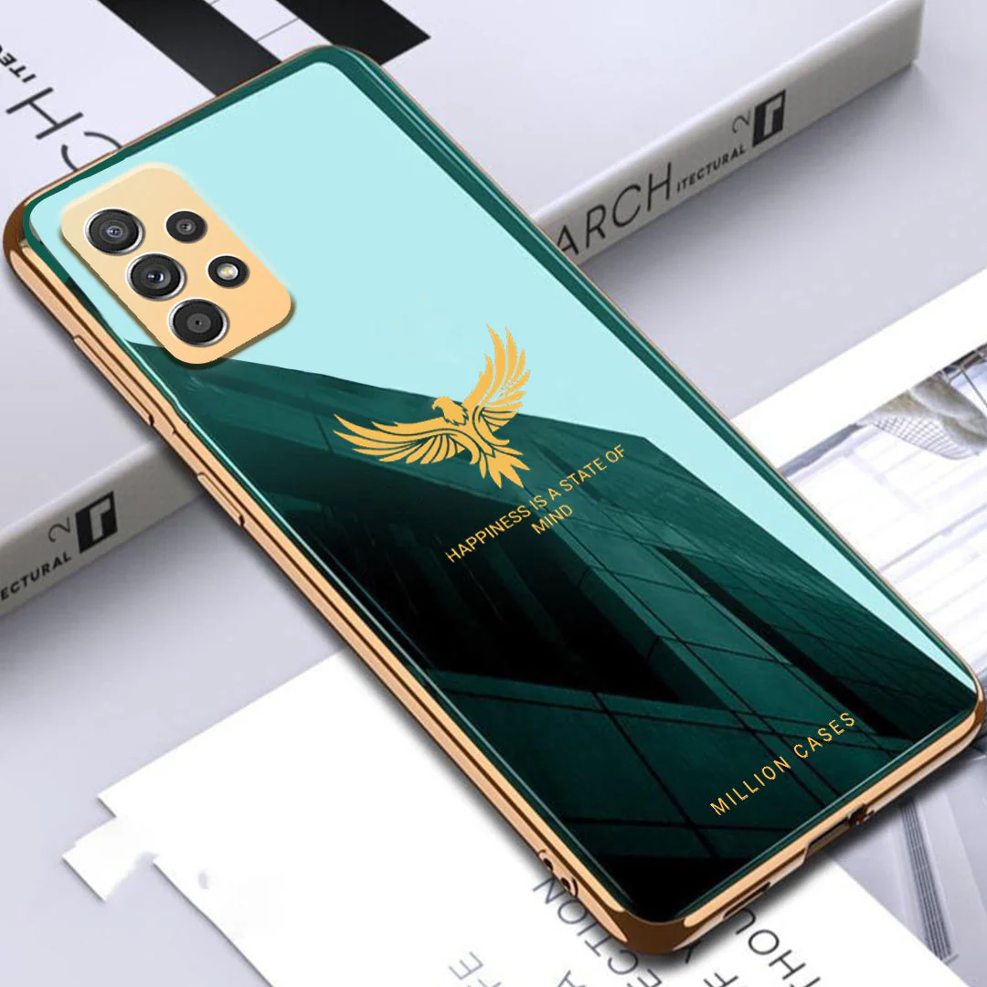 Galaxy A52 Eagle Pattern Electroplating Glass Case - Image 3
