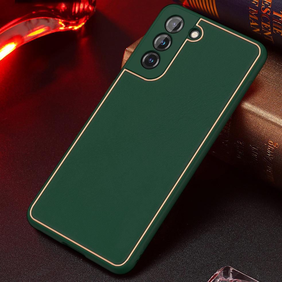 Galaxy S21 Series Leather Textured Gold Plated Case - Image 4