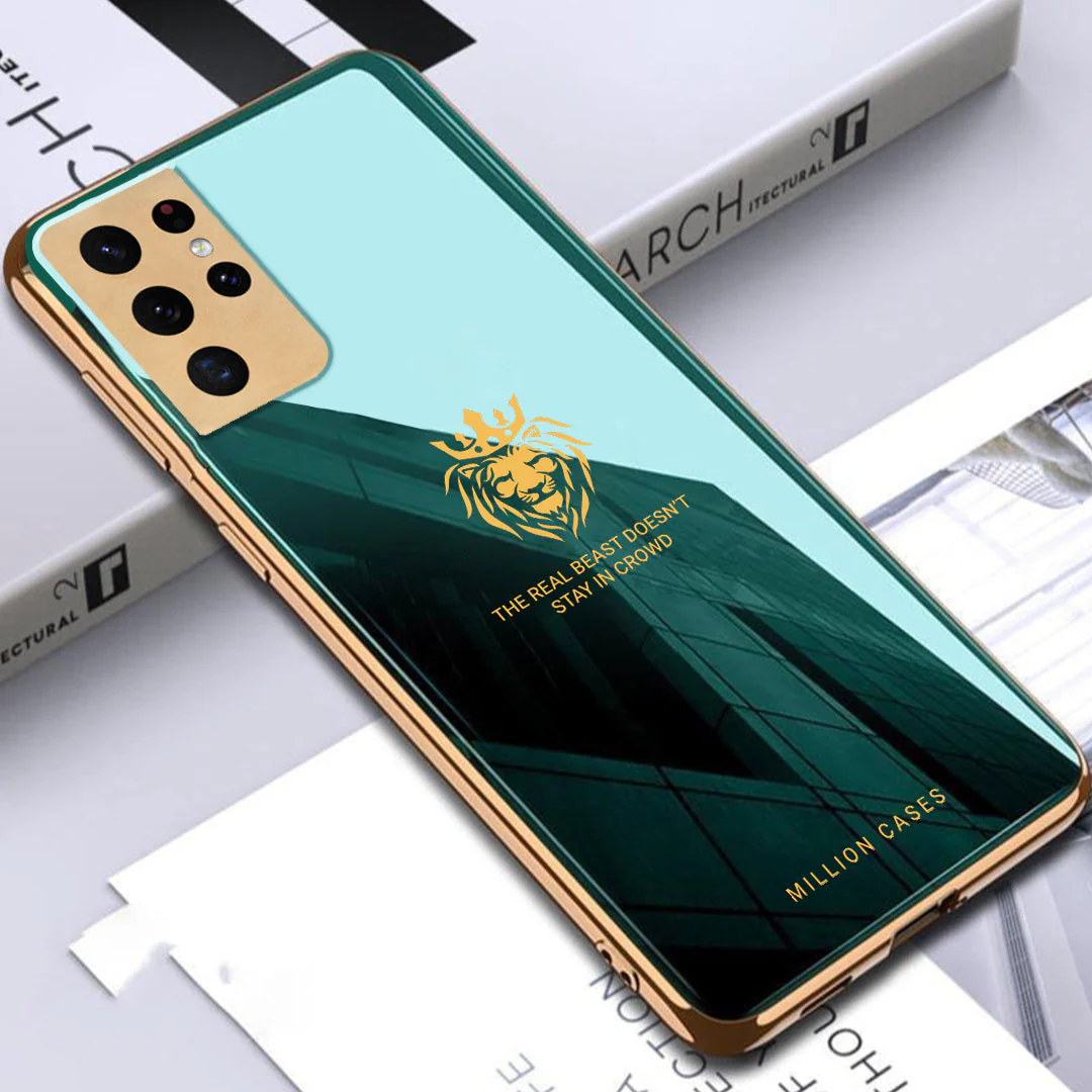 Lion Pattern Electroplating Glass Case - Samsung - Image 19