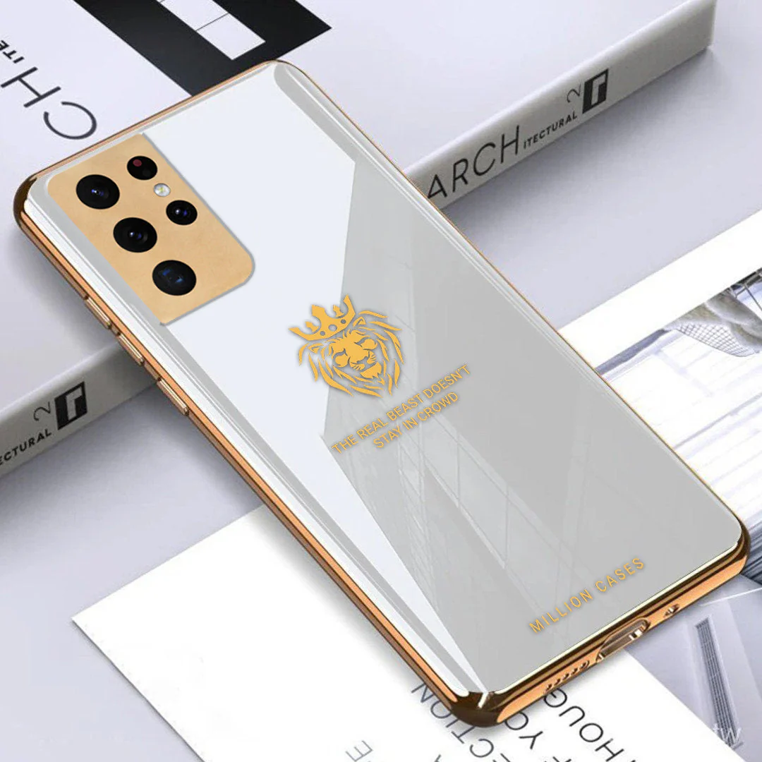Lion Pattern Electroplating Glass Case - Samsung - Image 20
