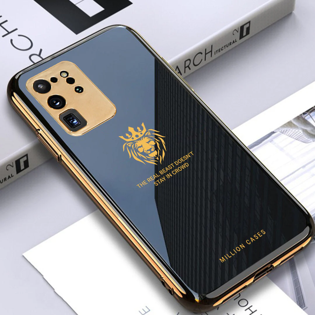 Lion Pattern Electroplating Glass Case - Samsung - Image 24