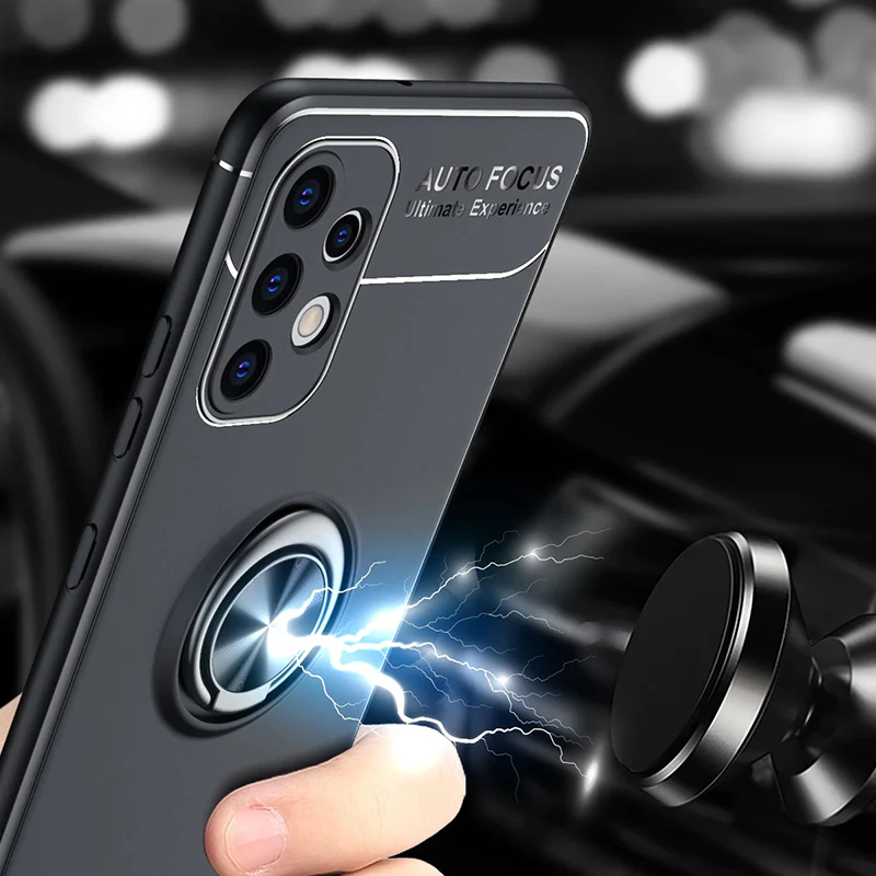 Galaxy A72 Metallic Finger Ring Holder Matte Case - Image 4