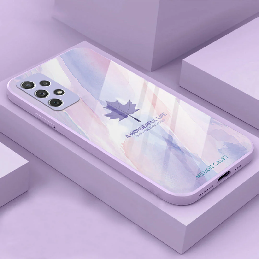 Galaxy A72 Watercolor Mapple Leaf Glass Case - Image 3