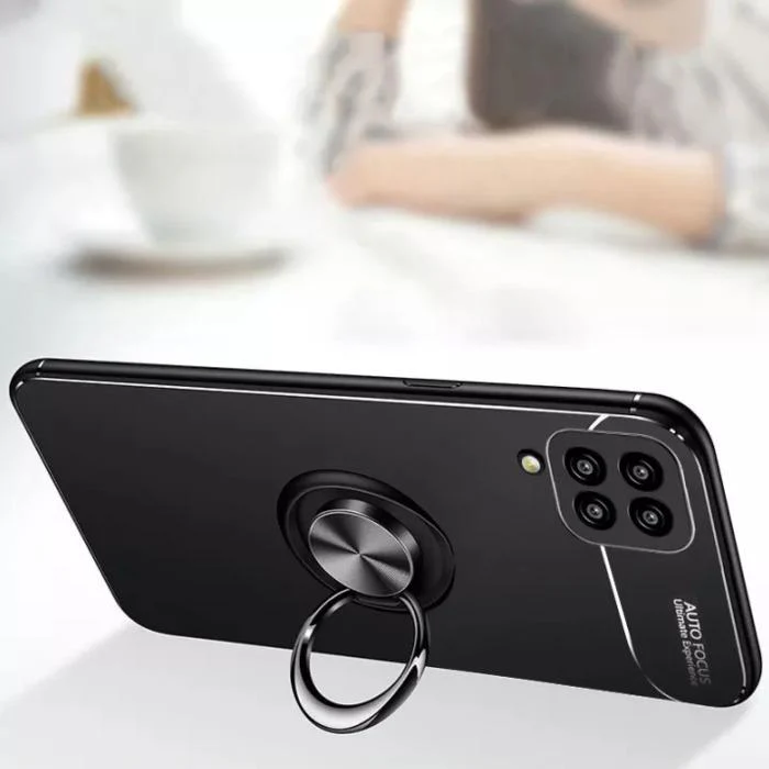 Galaxy F62 Metallic Finger Ring Holder Matte Case - Image 2