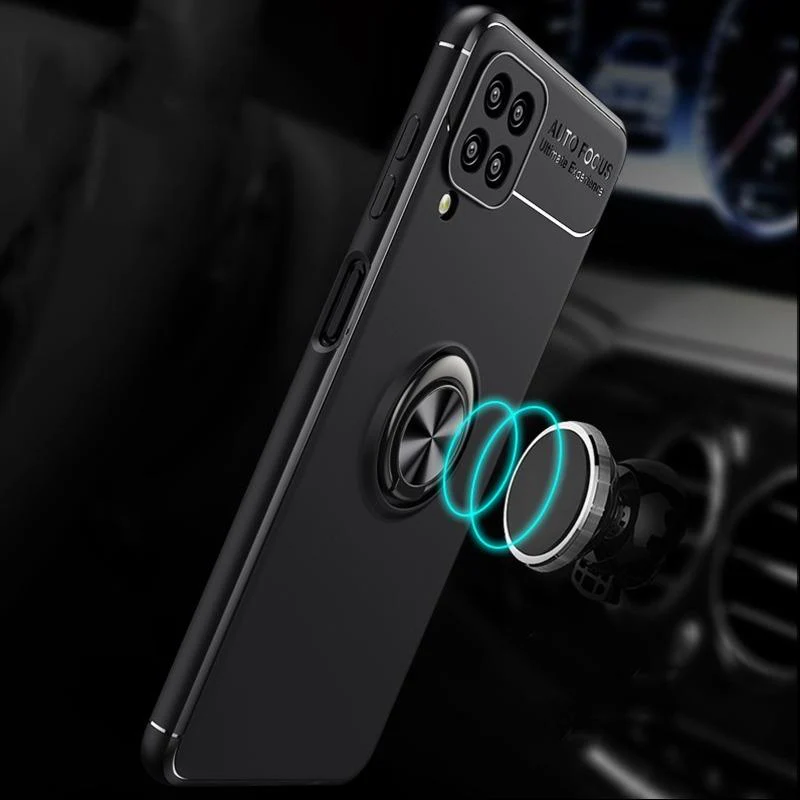 Galaxy F62 Metallic Finger Ring Holder Matte Case - Image 3