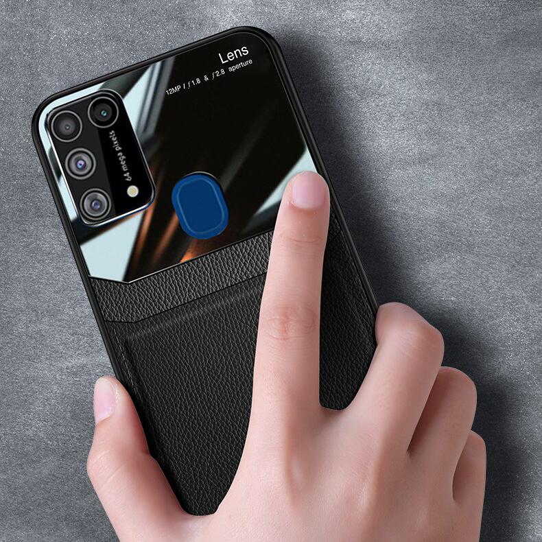 Galaxy M Series Sleek Slim Leather Glass Case - Image 2