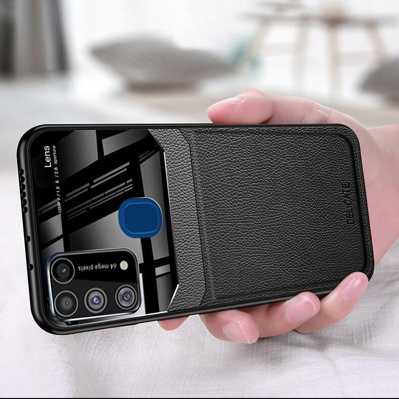 Galaxy M Series Sleek Slim Leather Glass Case - Image 9