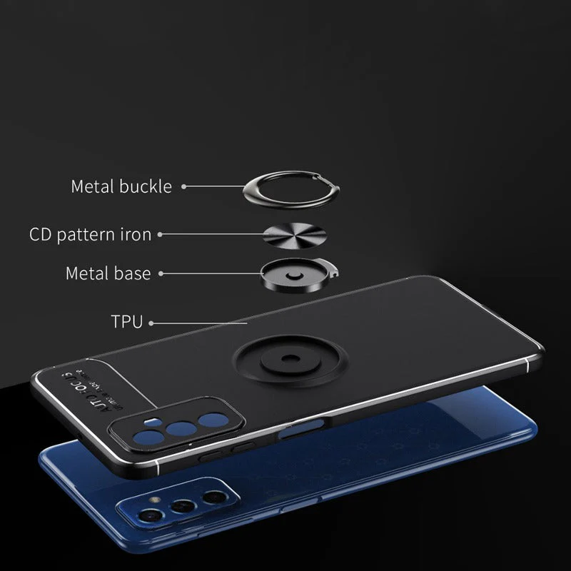 Galaxy M52 Metallic Finger Ring Holder Matte Case - Image 4