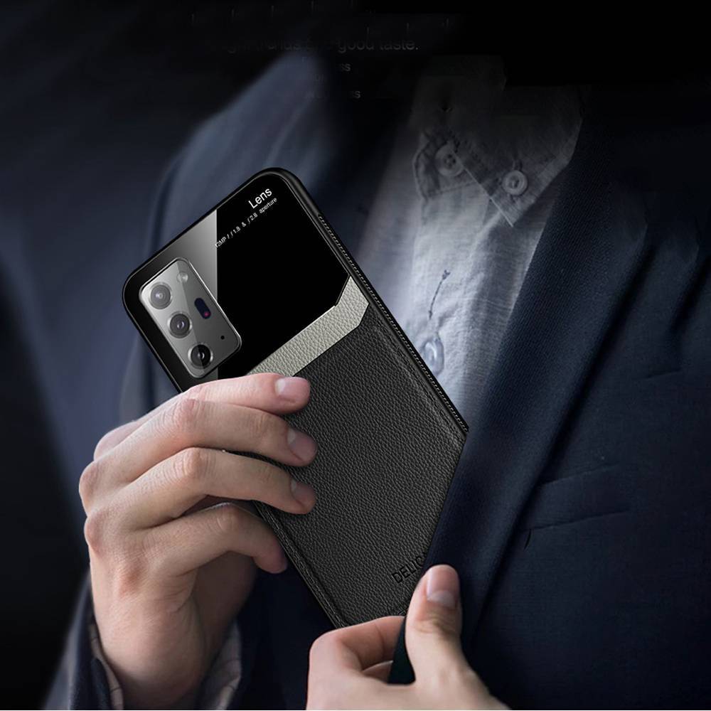 Galaxy Note 20 Ultra Sleek Slim Leather Glass Case - Image 2