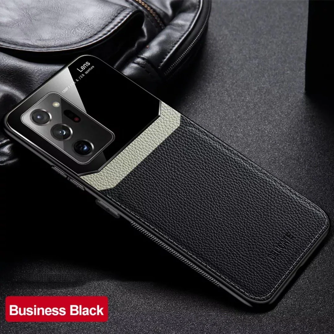 Galaxy Note 20 Ultra Sleek Slim Leather Glass Case - Image 3