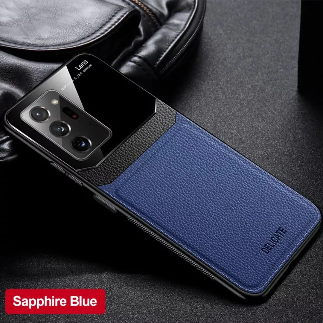 Galaxy Note 20 Ultra Sleek Slim Leather Glass Case - Image 4