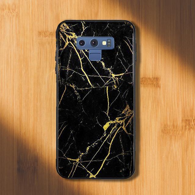 Galaxy Note 9 Gold Dust Texture Marble Glass Case - Image 2
