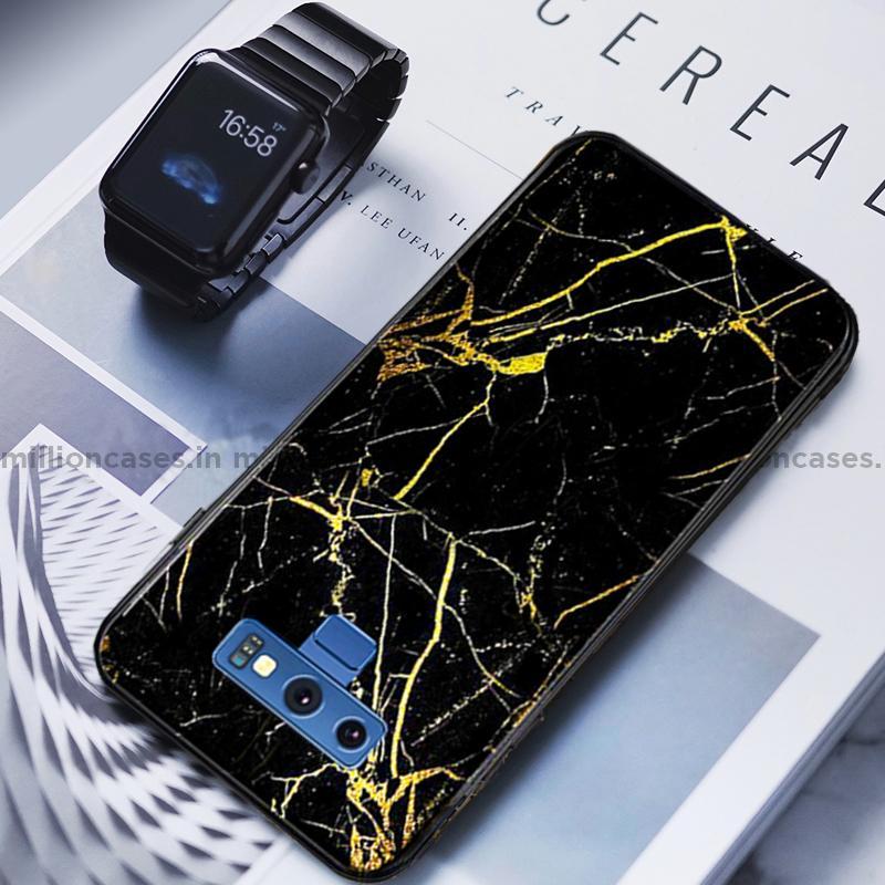 Galaxy Note 9 Gold Dust Texture Marble Glass Case - Image 3