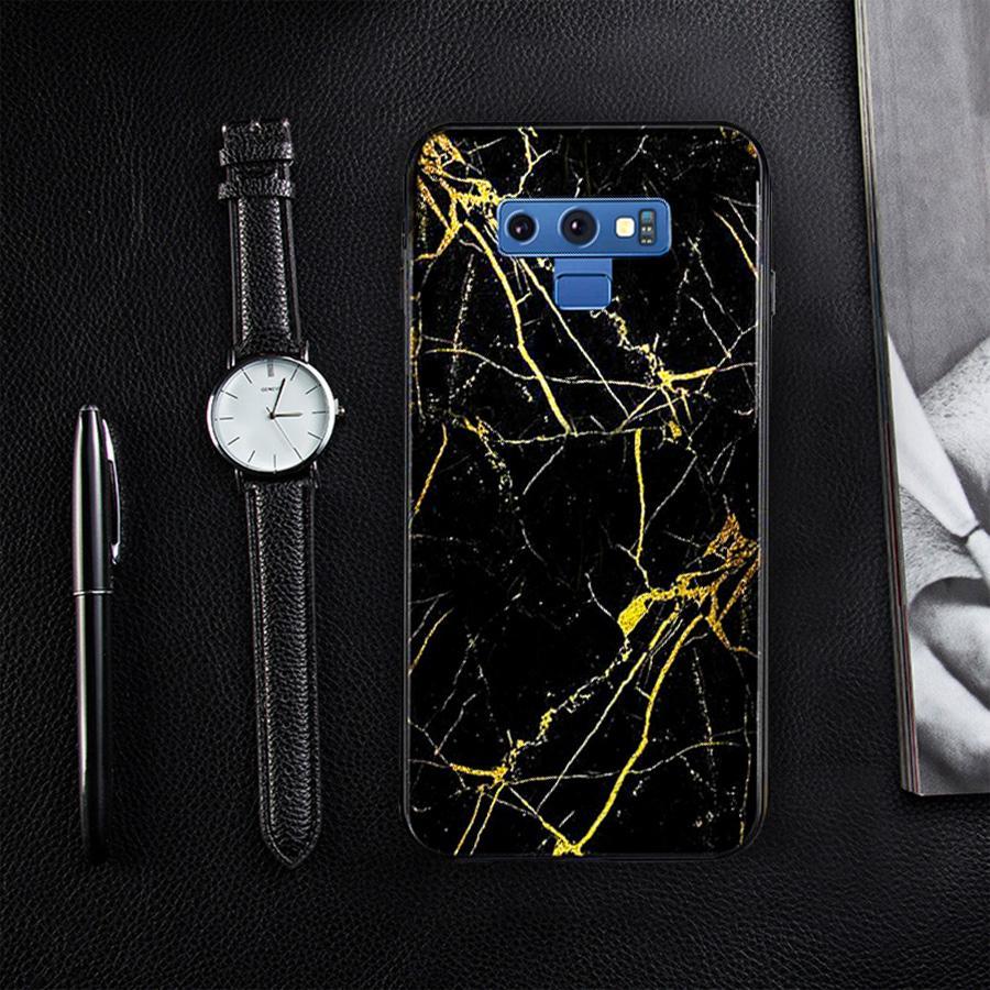 Galaxy Note 9 Gold Dust Texture Marble Glass Case - Image 5