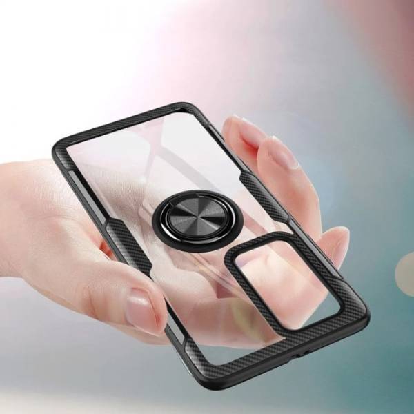 Galaxy S10 Lite Shockproof Transparent Metallic Ring Holder Case - Image 10