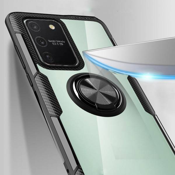 Galaxy S10 Lite Shockproof Transparent Metallic Ring Holder Case - Image 12